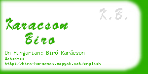 karacson biro business card